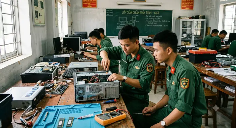Bộ đội học sửa chữa máy tính có được không