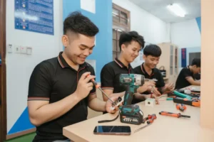 Trường học nghề điện điều hòa cho bộ đội xuất ngũ Trường học nghề điện điều hòa cho bộ đội tại Aspace (3)